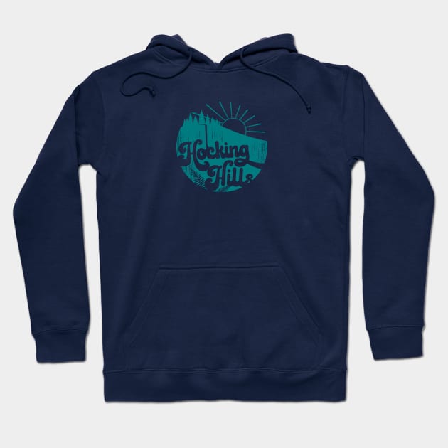 Retro Waterfall Hocking Hills Hoodie by ilovehockinghills